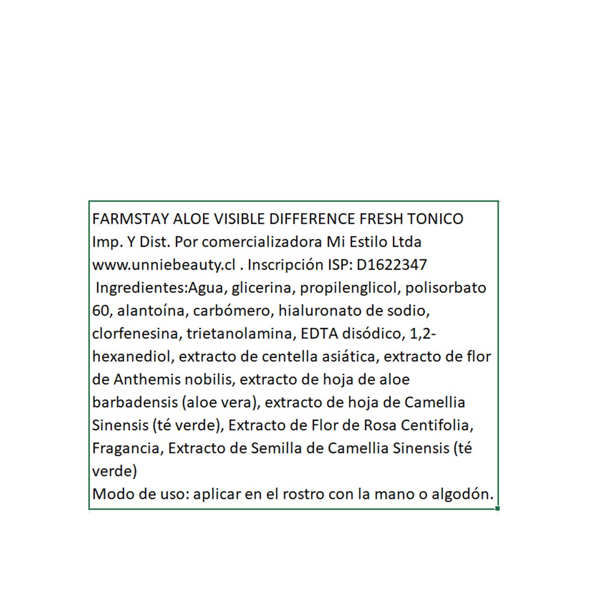 FARMSTAY - Tónico Aloe Vera té verde y hierbas Cosmética Coreana 350ml