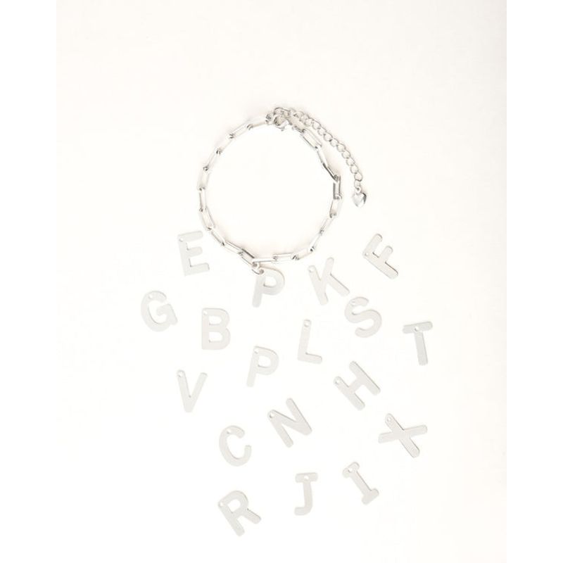 GENERICO - Pulsera Plata Mujer Para Regalo Inicial Letra P - Cantarina Joyas