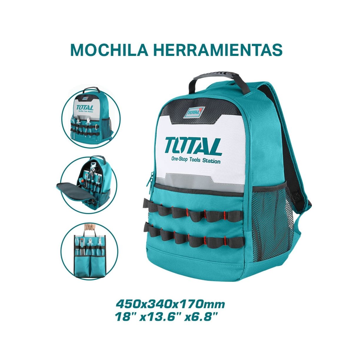 TOTAL TOOLS - Mochila Porta Herramientas Resistente Total