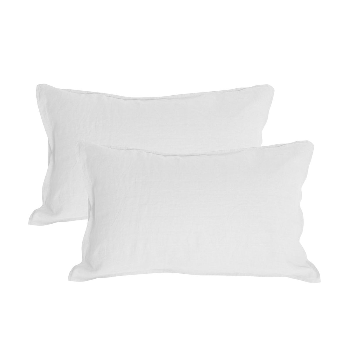 NATURALINO - Set 2 Fundas de Almohada Lino - 50x70 cm - Blanco - Naturalino