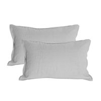 Set 2 Fundas de Almohada Lino - 50x70 cm - Gris Claro