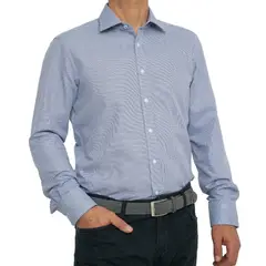 VANDINE - Camisa Etiq. Negra Texturada Casual Cuello Torino Etiq. Negra