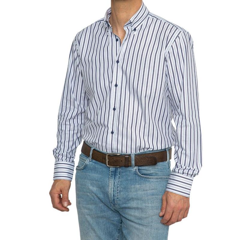 VANDINE - Camisa Listada Cuello Con Botón Etiqueta Negra VANDINE