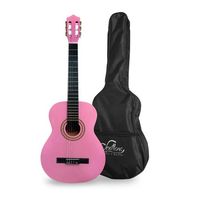 Guitarra Rosada 30 Pulgadas Para Niños Con Funda.