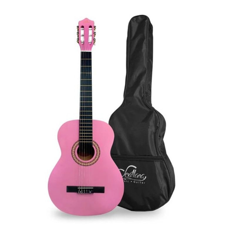 SEVILLANA - Guitarra Sevillana Rosada 30 Pulgadas Para Niños Con Funda.