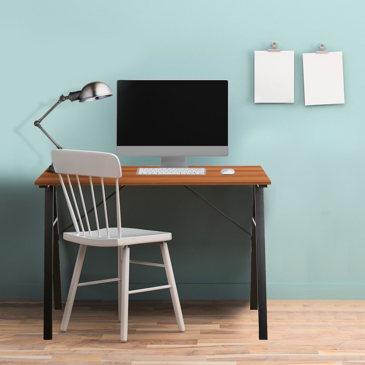 NOVAHUS - Escritorio con Base de Metal 74x48x80 cm Negro