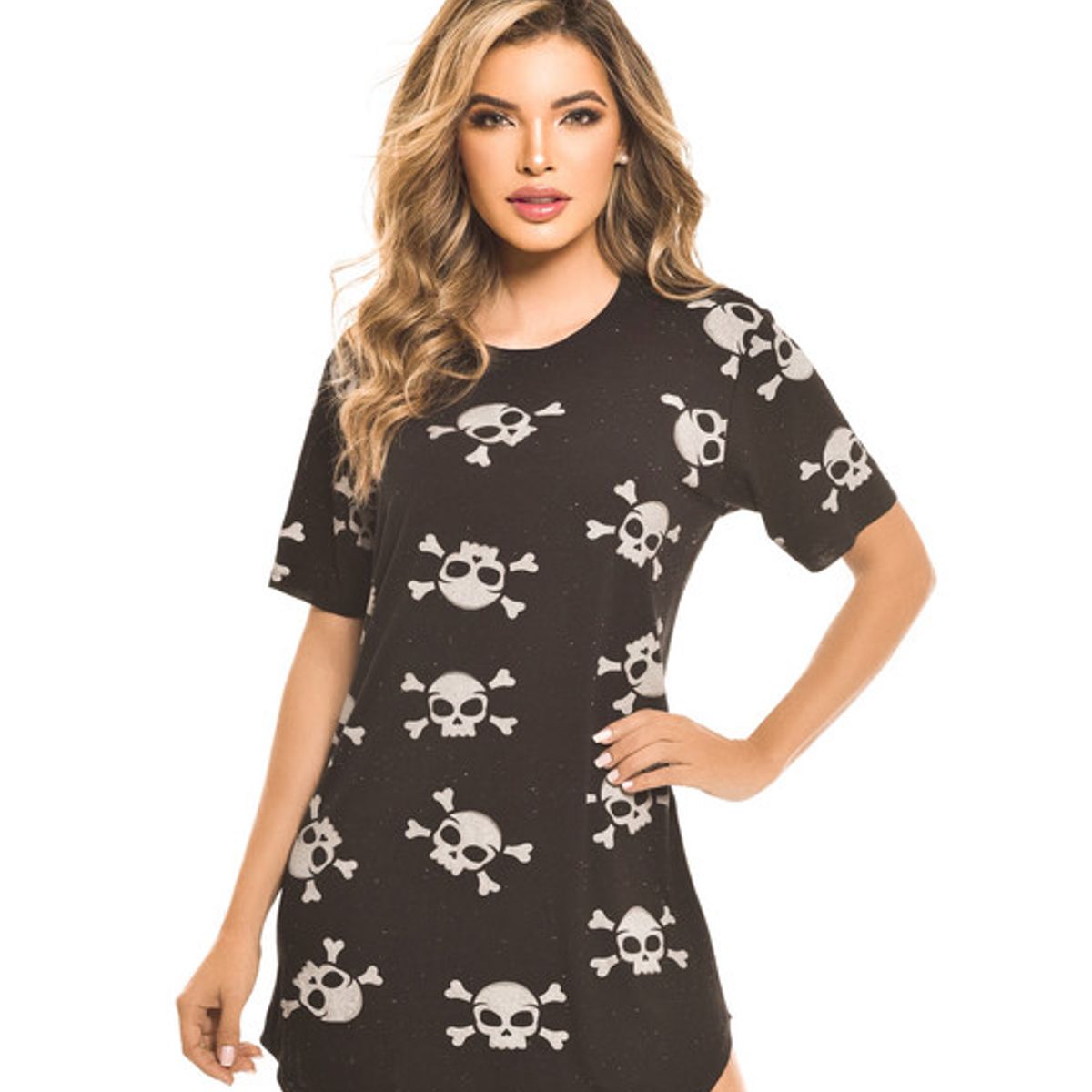 ROCK CAVIAR - POLERA OVERSIZE ESTAMPADA POISON SKULL BLACK RC-2