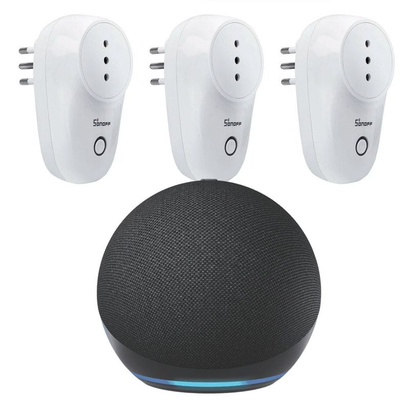 AMAZON - Pack Amazon Echo Dot 5 Alexa y 3 Enchufes WiFi Sonoff S26