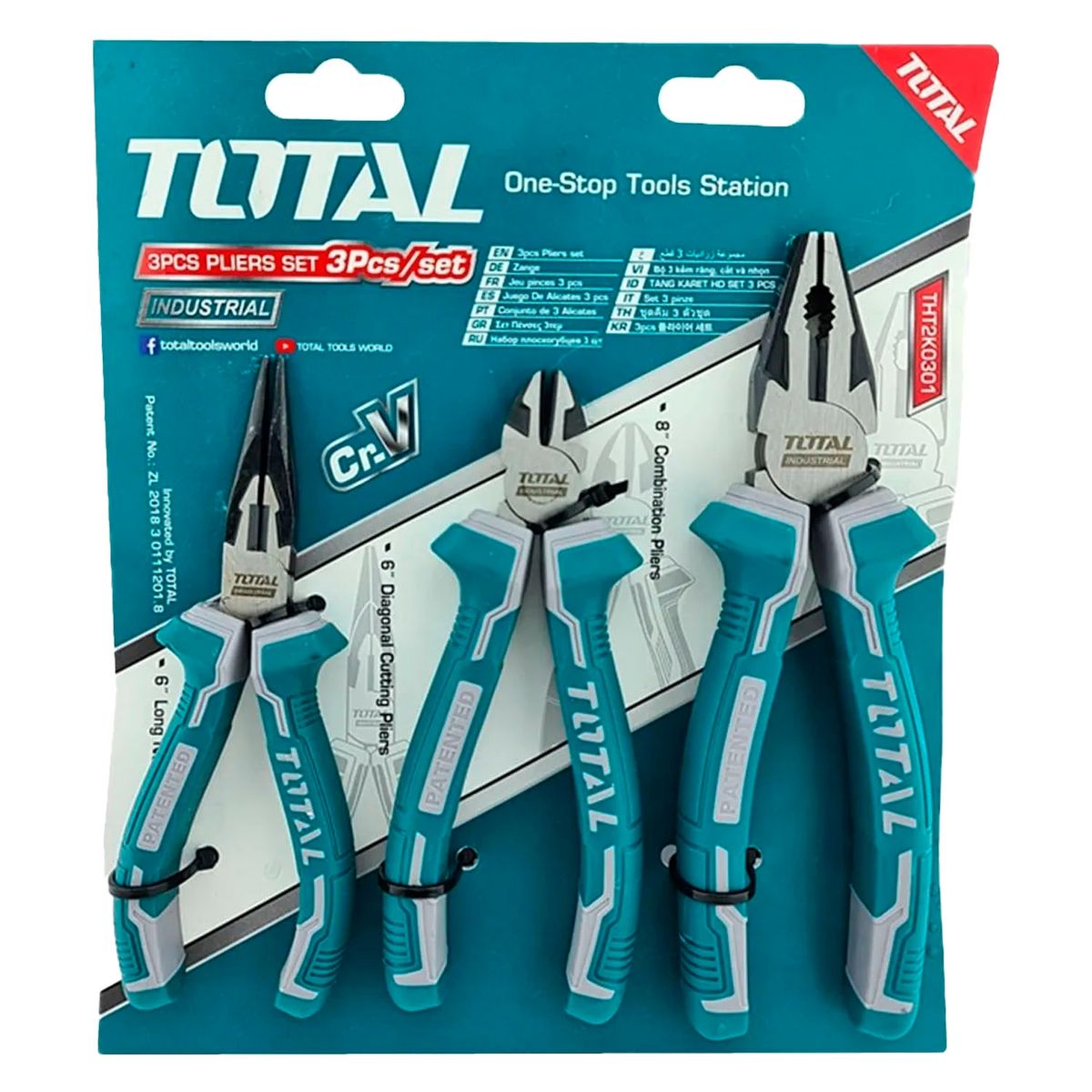 TOTAL TOOLS - Kit Set Juego De Alicates 3 Piezas