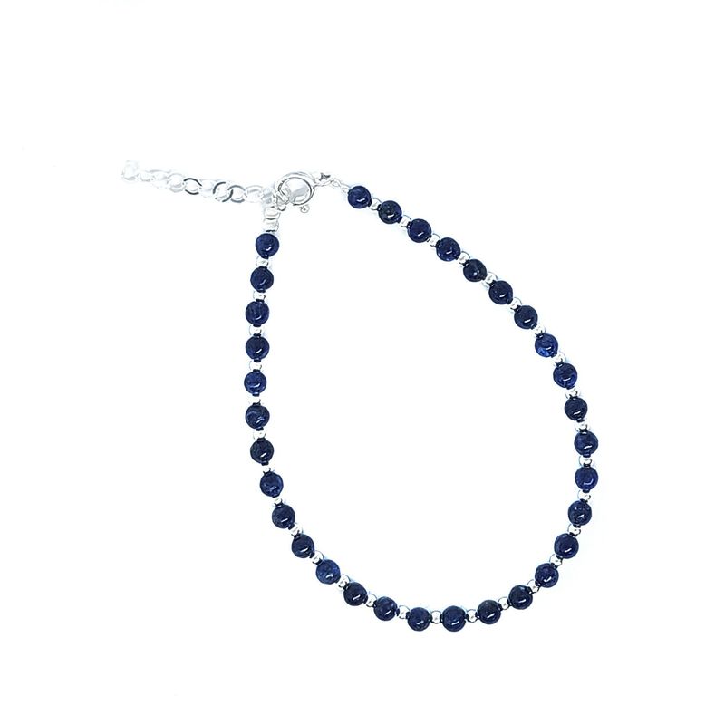 ANDREA COGGIOLA JOYAS - Pulsera Bolitas Lapislázuli Plata Fina 925