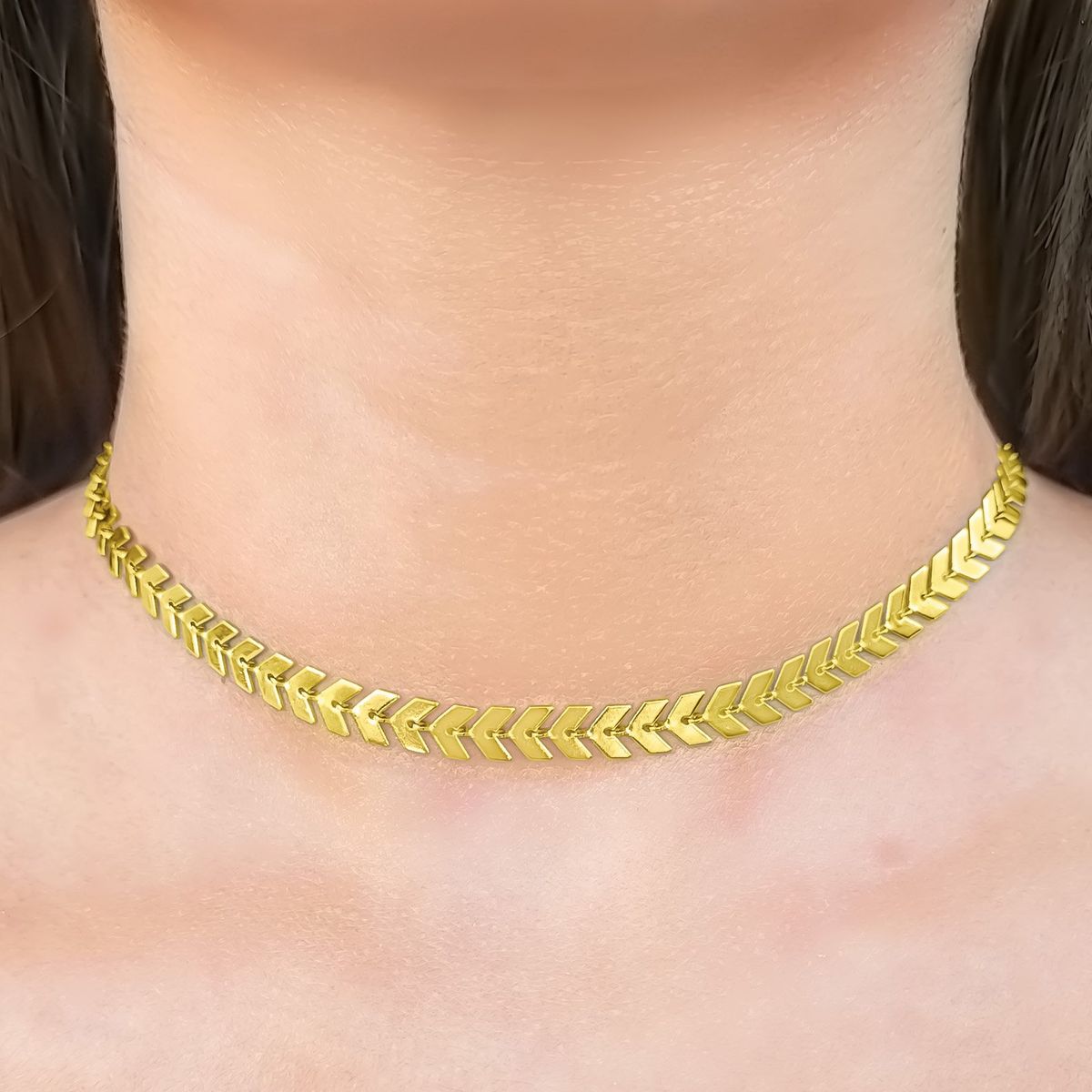 COGGIOLA - Collar Choker Flecha Enchapado Oro 18K