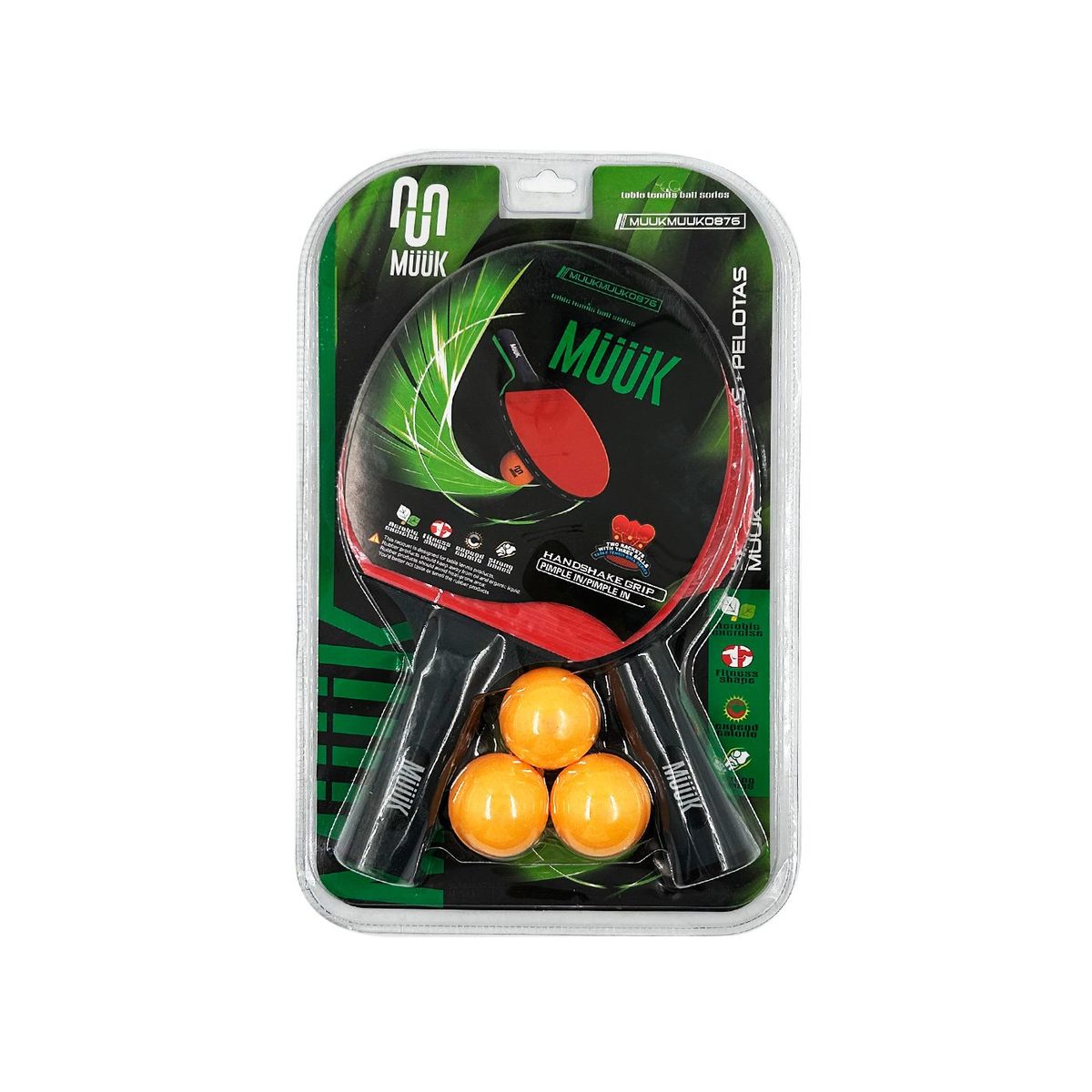 MUUK - Set Paletas De Ping Pong + Pelotas Muuk MUUK