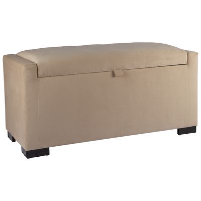Imagen 2 del producto Banqueta Leyzy Beige Felpa con Baúl105x50x45 cm de Máxima Design