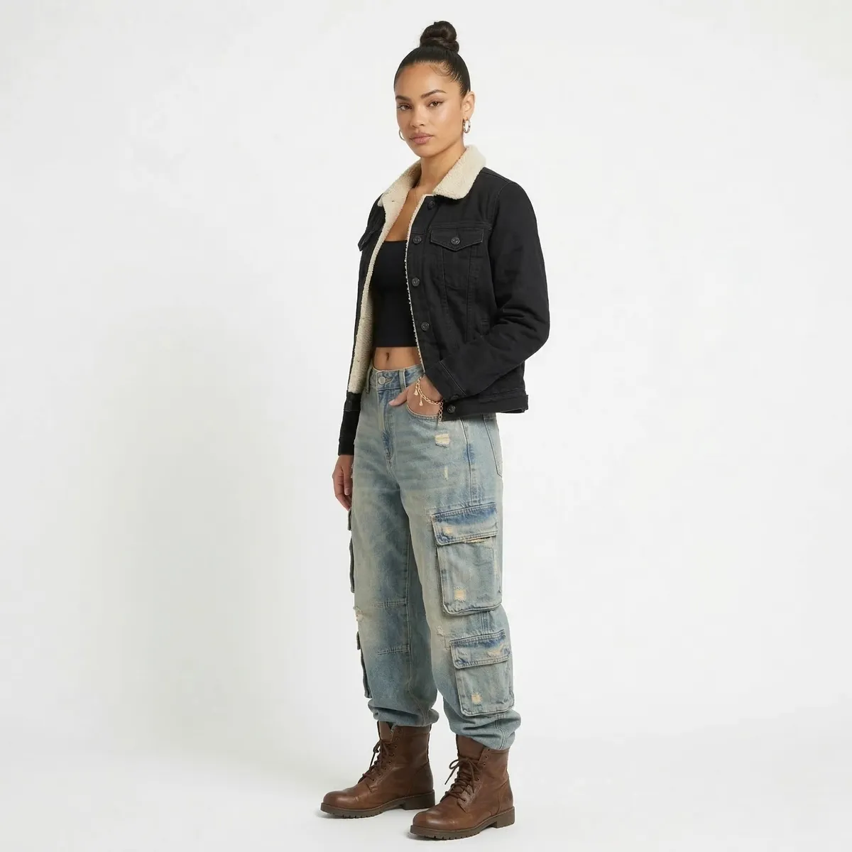 D'JOE - Chaqueta Mezclilla Jeans Chiporro Sherpa Mujer
