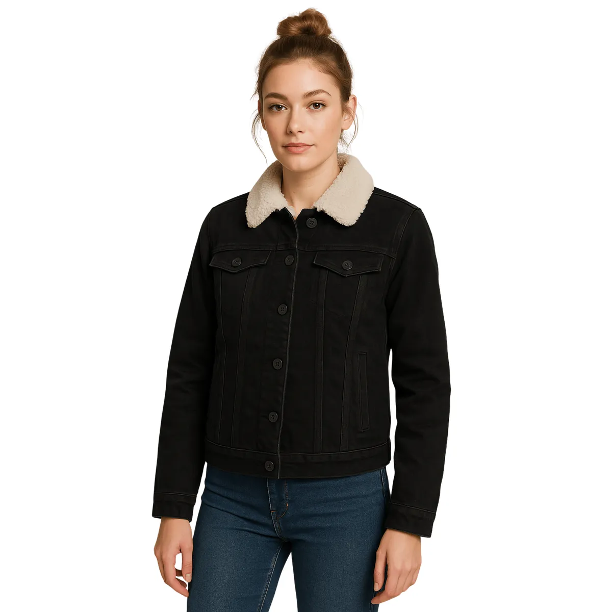 D'JOE - Chaqueta Mezclilla Jeans Chiporro Sherpa Mujer