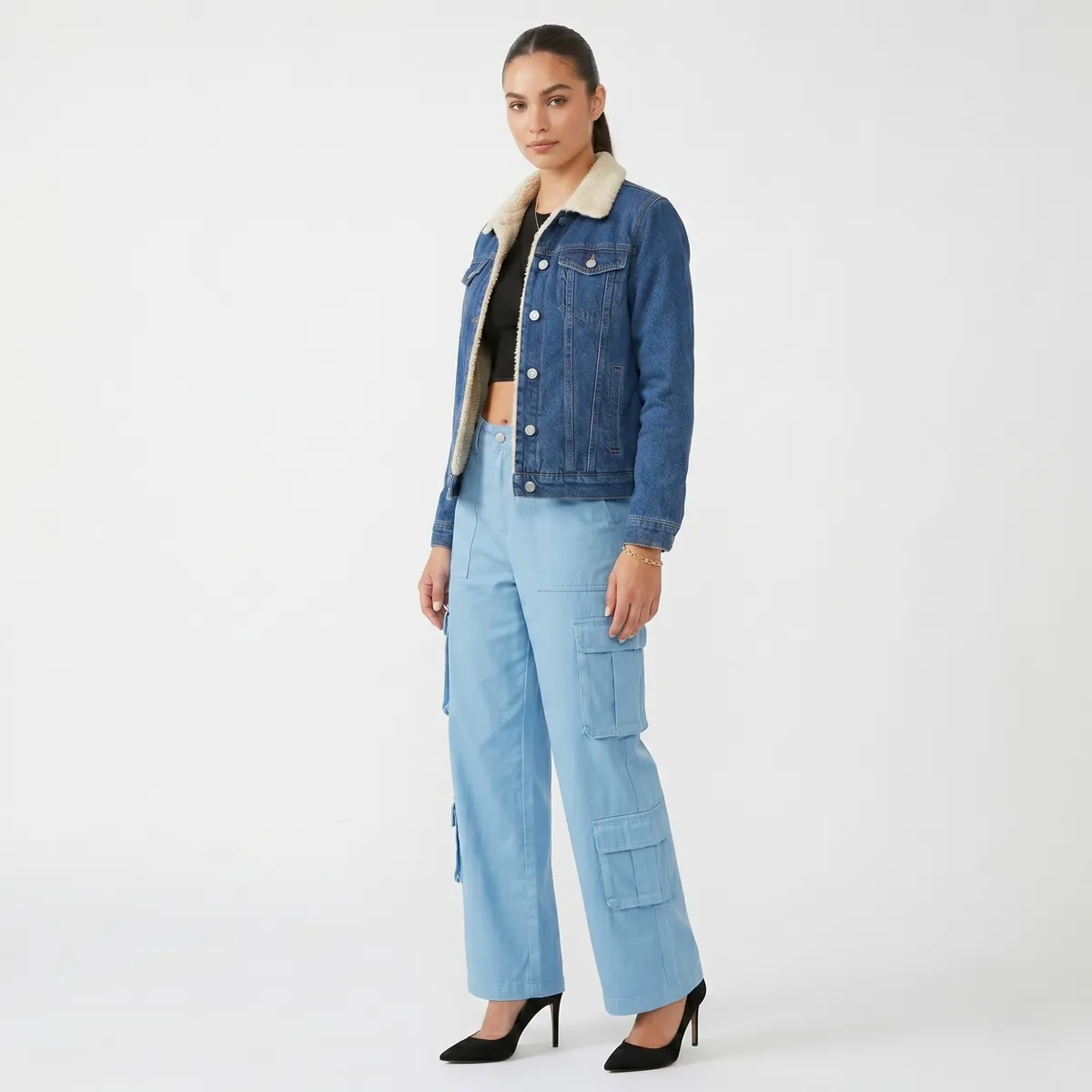 D'JOE - Chaqueta Mezclilla Jeans Chiporro Sherpa Mujer