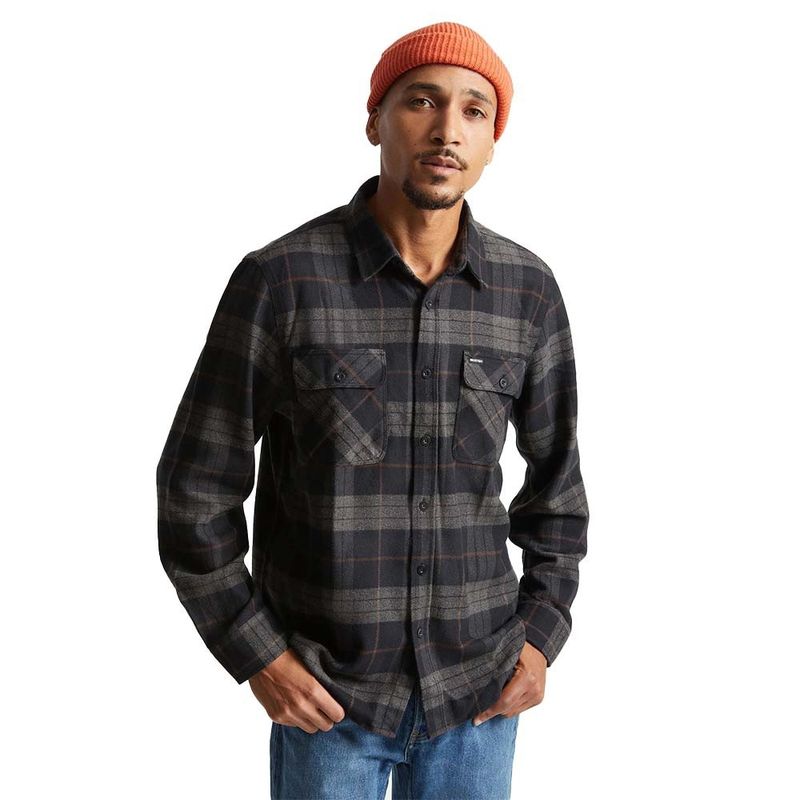 BRIXTON - Camisa Bowery Flannel Black Charcoal BRIXTON
