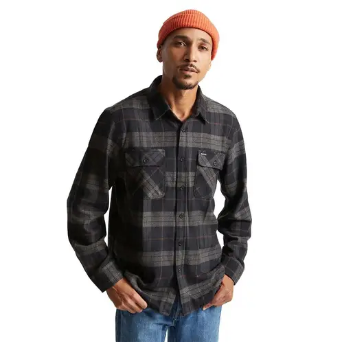 BRIXTON - Camisa Bowery Flannel Black Charcoal