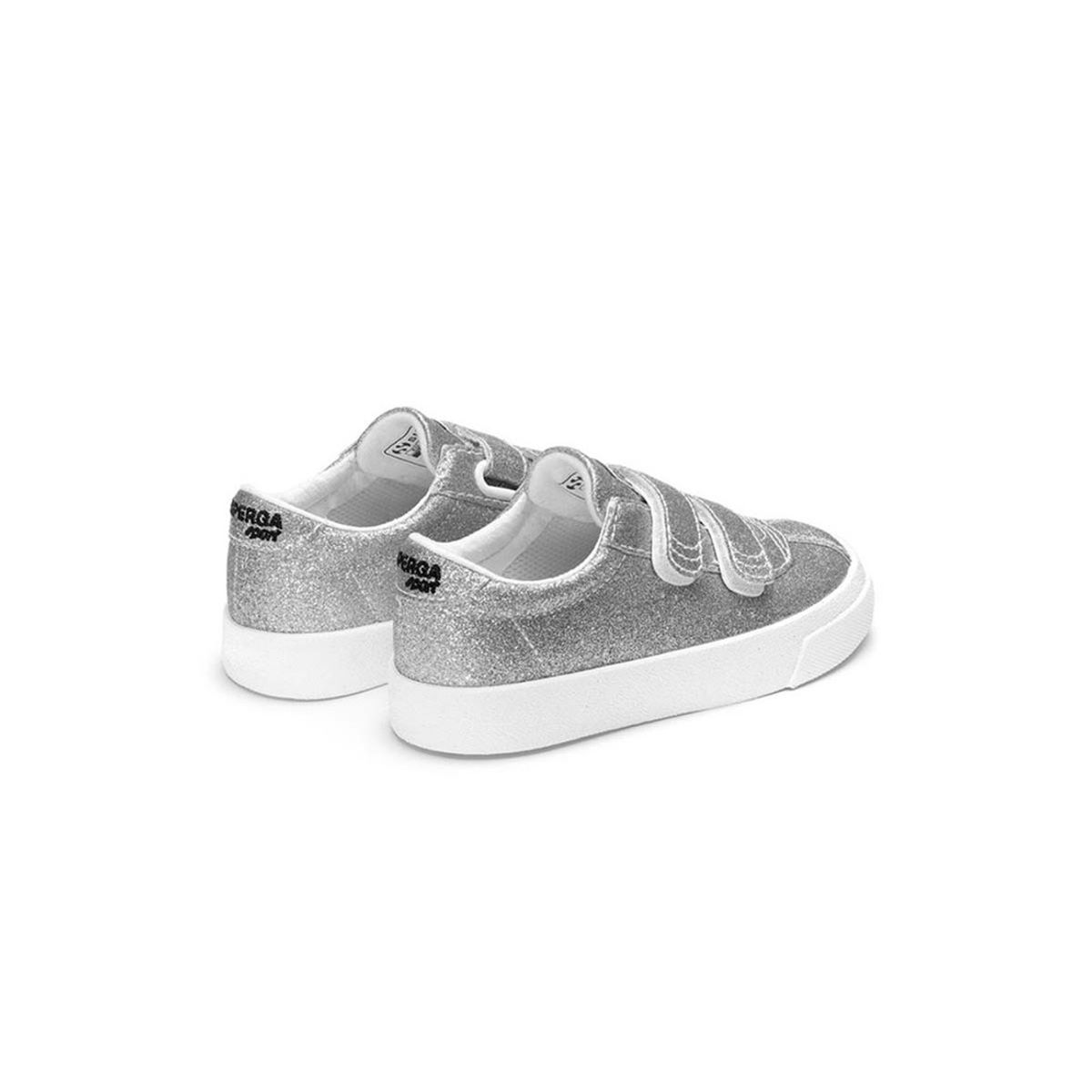 SUPERGA - Zapatilla 2843 Kids Club S Strap Glitter Grey Silver SUPERGA