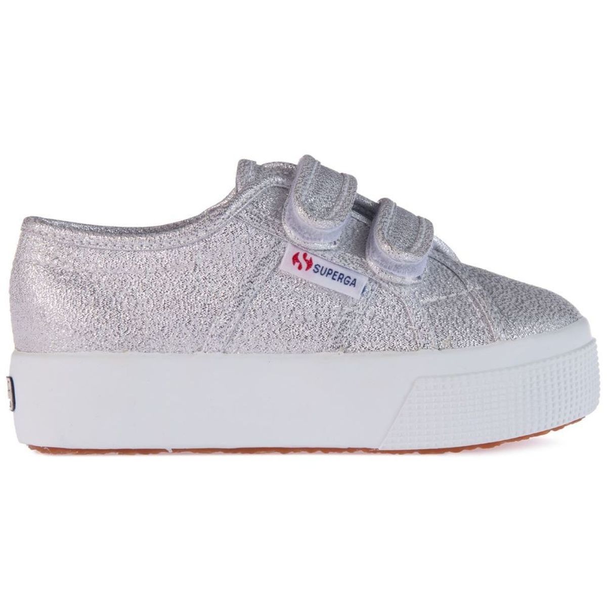 SUPERGA - Zapatilla 2730 Kids Straps Lame Grey Silver Superga