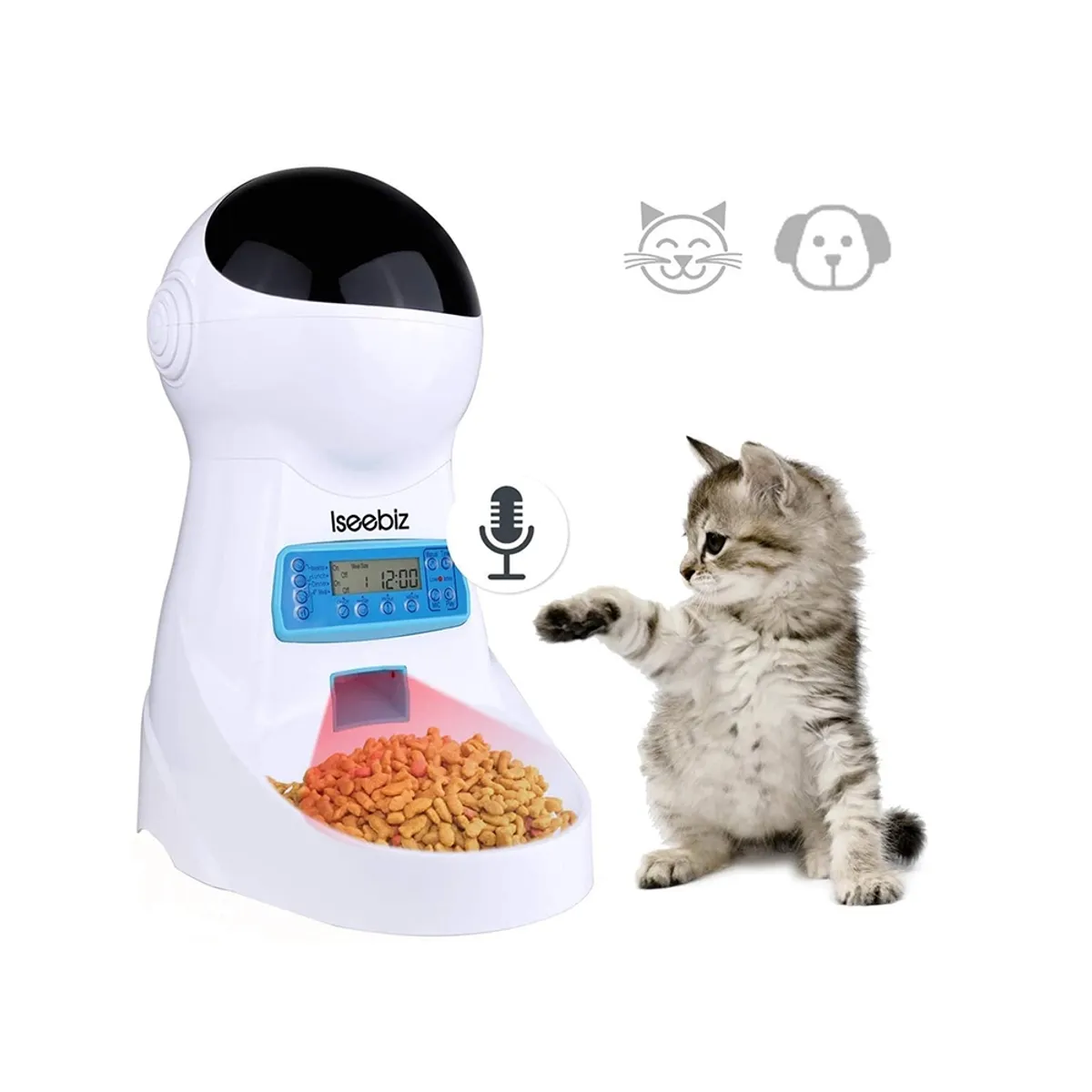 GENERICO - Dispensador Automatico Alimento Comida  Mascota Con Audio