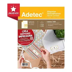 ADETEC - 165 Etiquetas Folia Dorada Inkjet/láser 70 X 25 Mm - 7304
