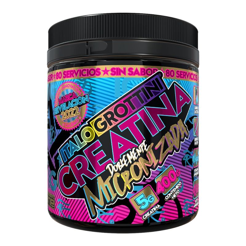 ITALO GROTTINI - CREATINA MONOHIDRATO DOBLEMENTE MICRONIZADA 400 GR - 80 SV - SIN SABOR