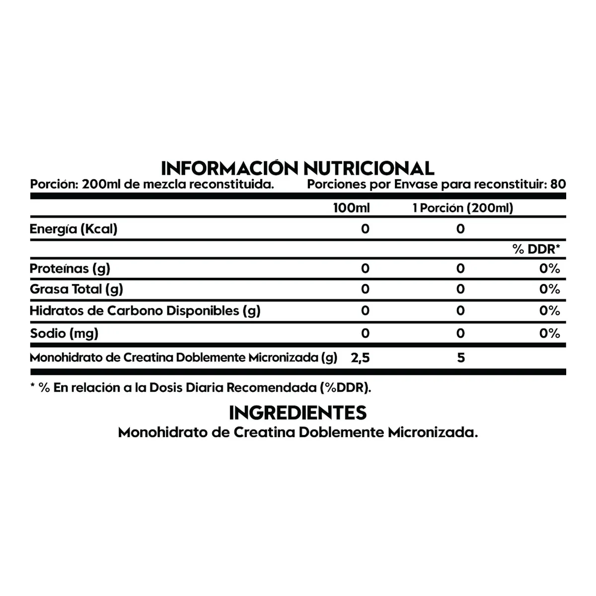 ITALO GROTTINI - CREATINA MONOHIDRATO DOBLEMENTE MICRONIZADA 400 GR - 80 SV - SIN SABOR