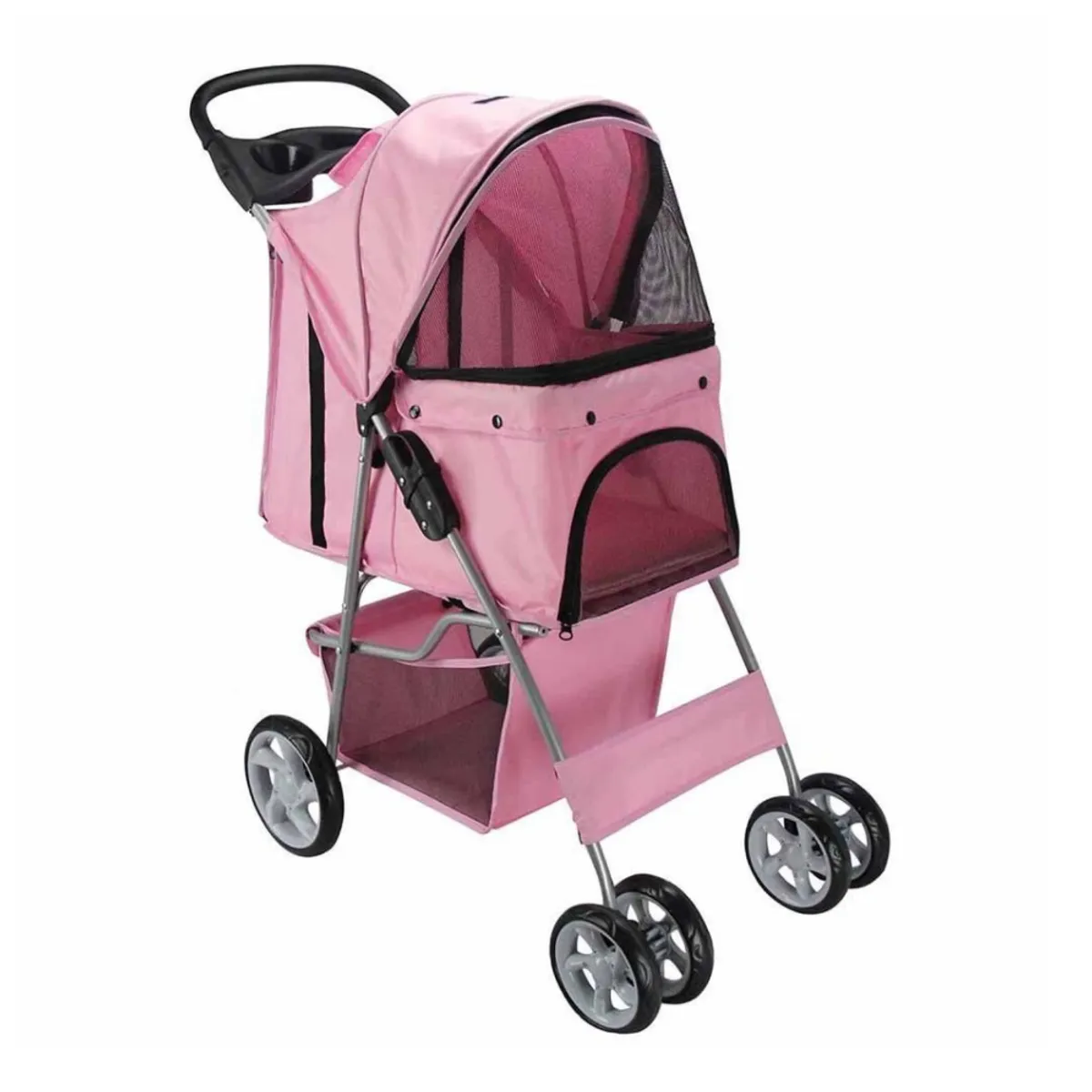 GENERICO - Coche Paseo Mascota Plegable Portatil 4 Ruedas