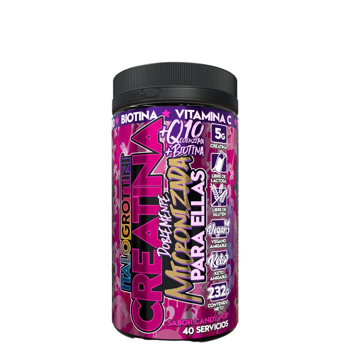 ITALO GROTTINI - Creatina Micronizada para Ellas 232g 40sv CANDY POP - ITALO GROTTINI