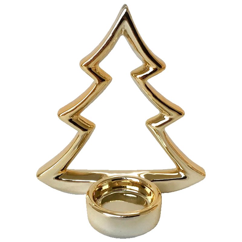 MALLORCA - Portavela Decorativo Pino Navideño Gold