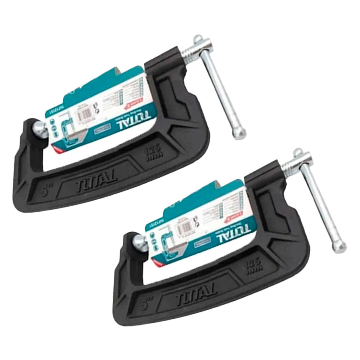 TOTAL TOOLS - Pack 2 Prensa Tipo C 5 Pulgadas (125mm)