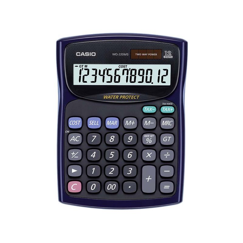 CASIO - Calculadora WD-220MS-BU a Prueba de Agua