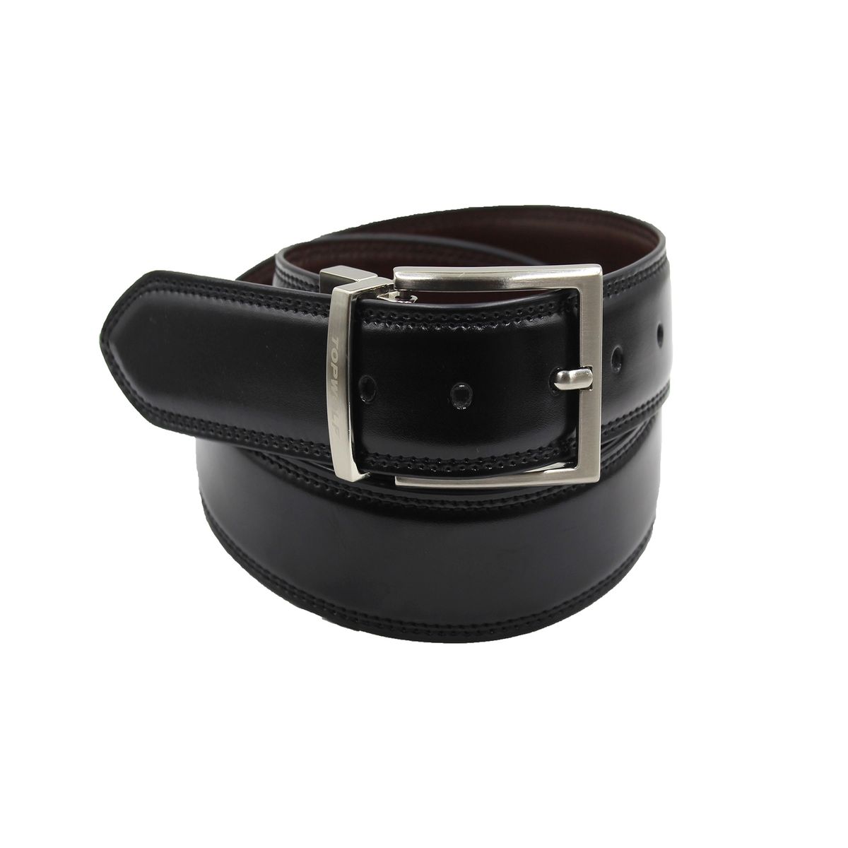 TOPWOLF - Cinturón Reversible Cuero Negro Café 35Cm Ref3