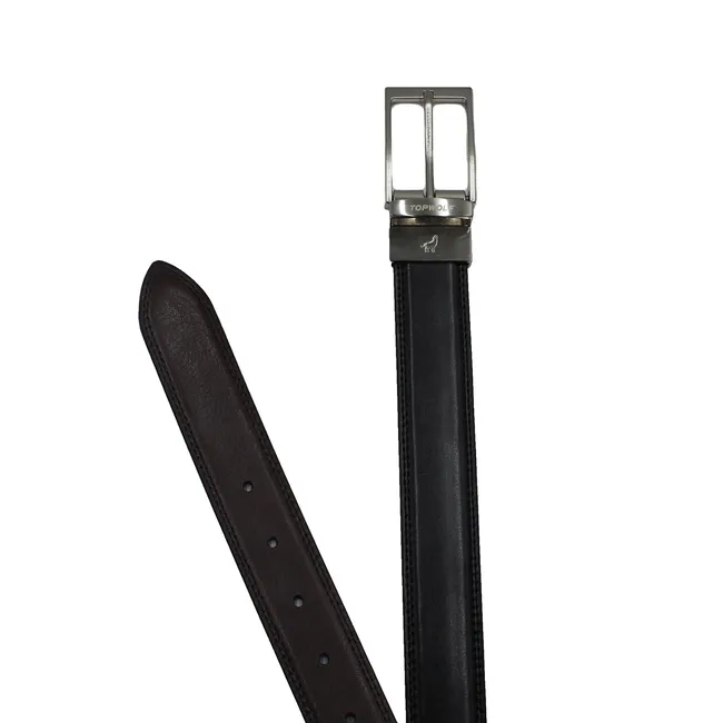 TOPWOLF - Cinturón Reversible Cuero Negro Café 35Cm Ref3