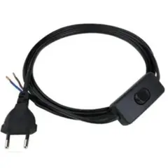 GENERICO - Cables Lampara Con Interruptor Y Enchufe Negro 1,5 M