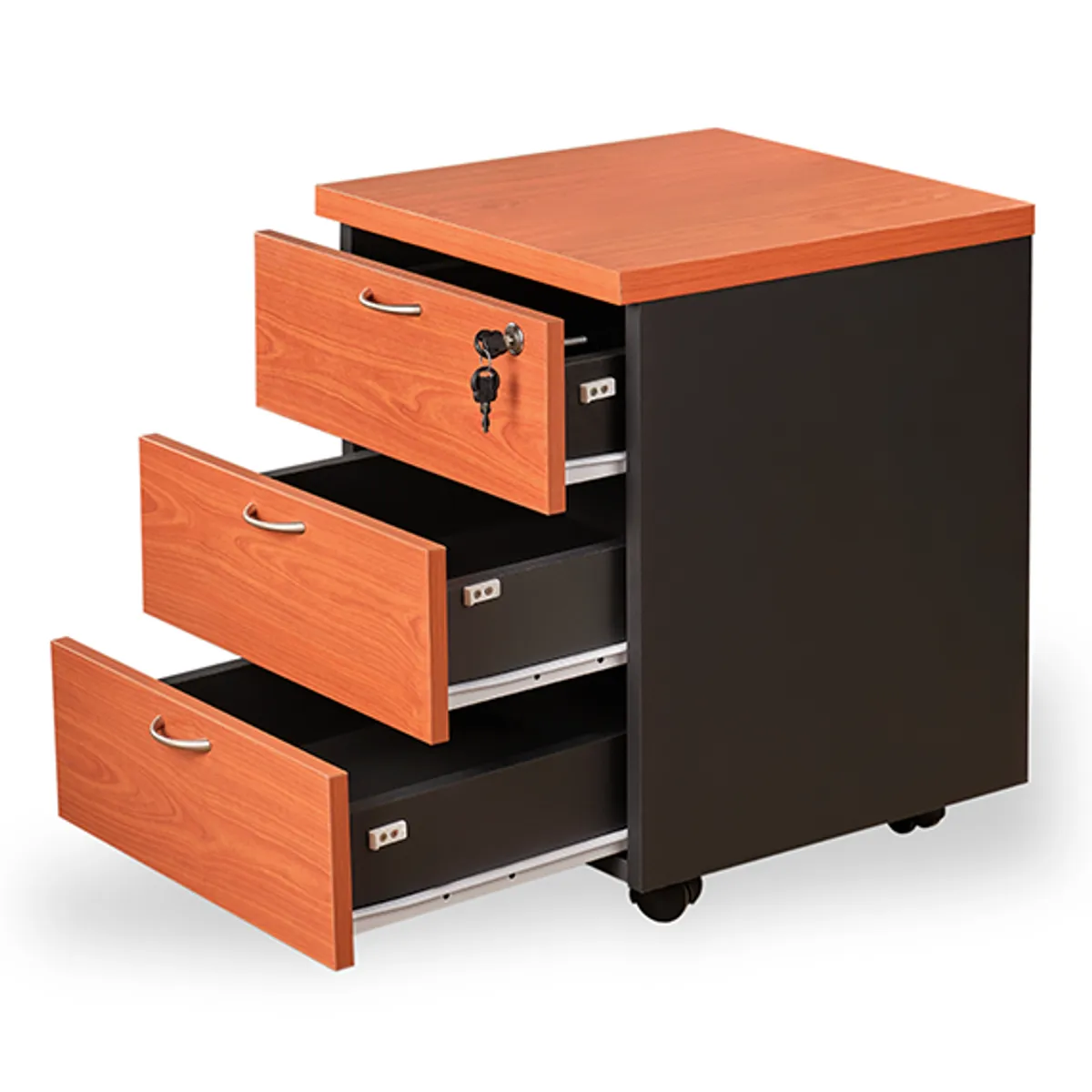 GENERICO - Cajonera Móvil Laminado Compacto con Llave Color Alerce y Gris