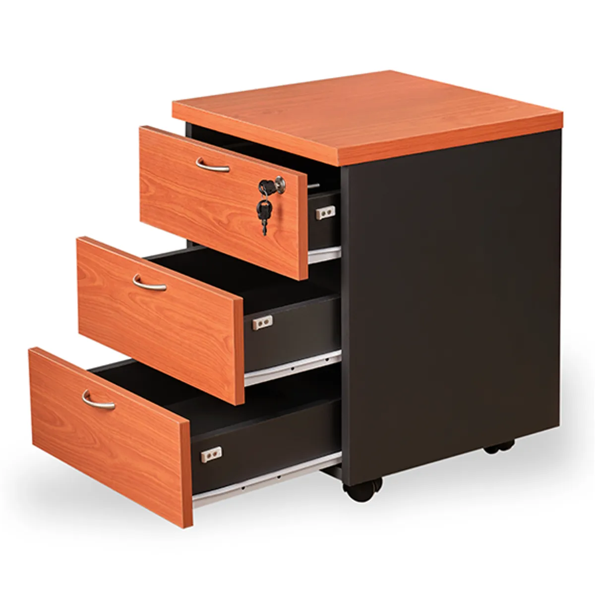 GENERICO - Cajonera Móvil Laminado Compacto con Llave Color Alerce y Gris