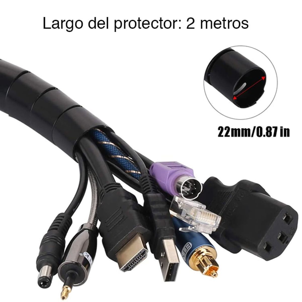 NEWO - Protector cables organizador 2 metros ajustable