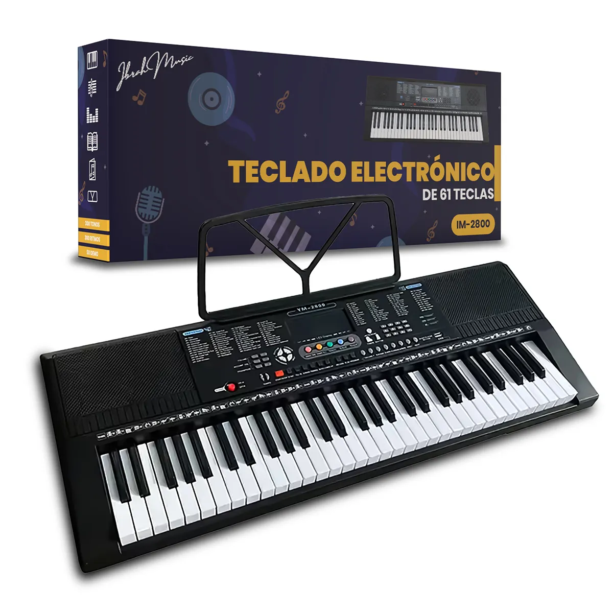 IBRAH - Piano Eléctrico Yongmei 61 Teclas Teclado Musical USB