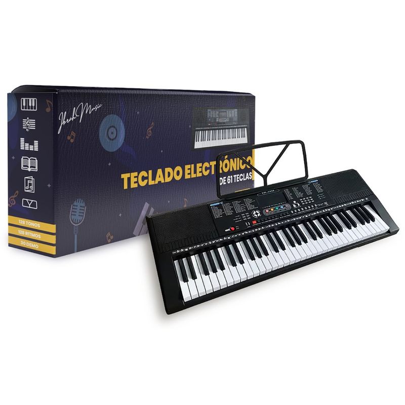 IBRAH - Piano Eléctrico Yongmei 61 Teclas Teclado Musical USB