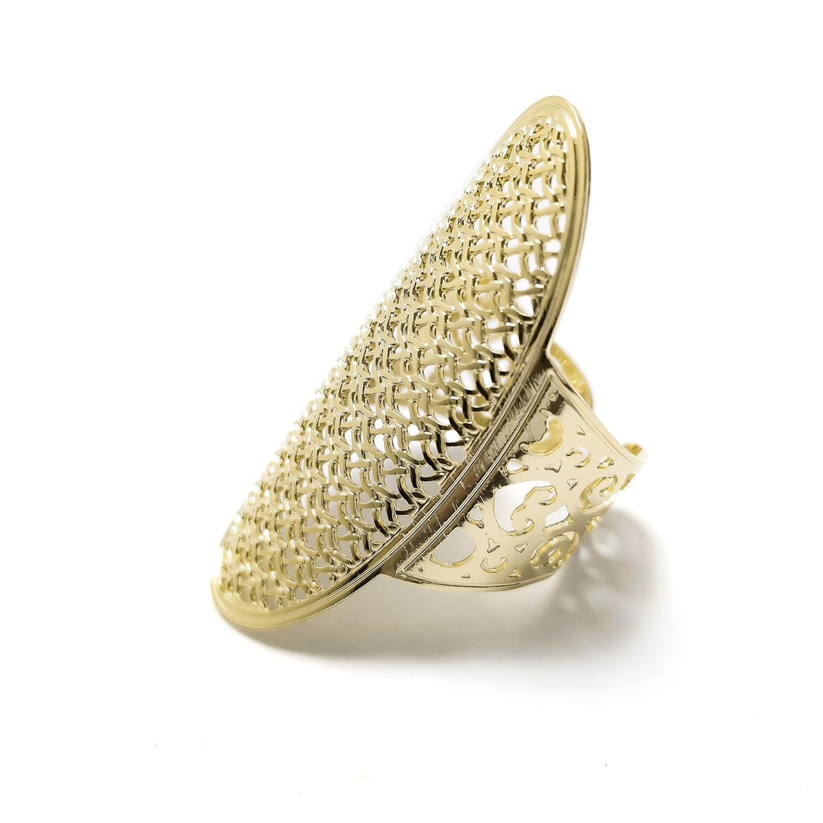 ANDREA COGGIOLA JOYAS - Anillo Ovalado Tejido Enchapado Oro 18K Adaptable