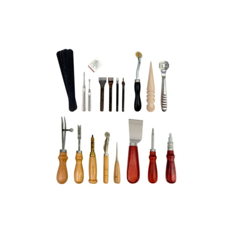 GENERICO - Kit 18 Piezas Herramientas Cuero Pieles Artesanía