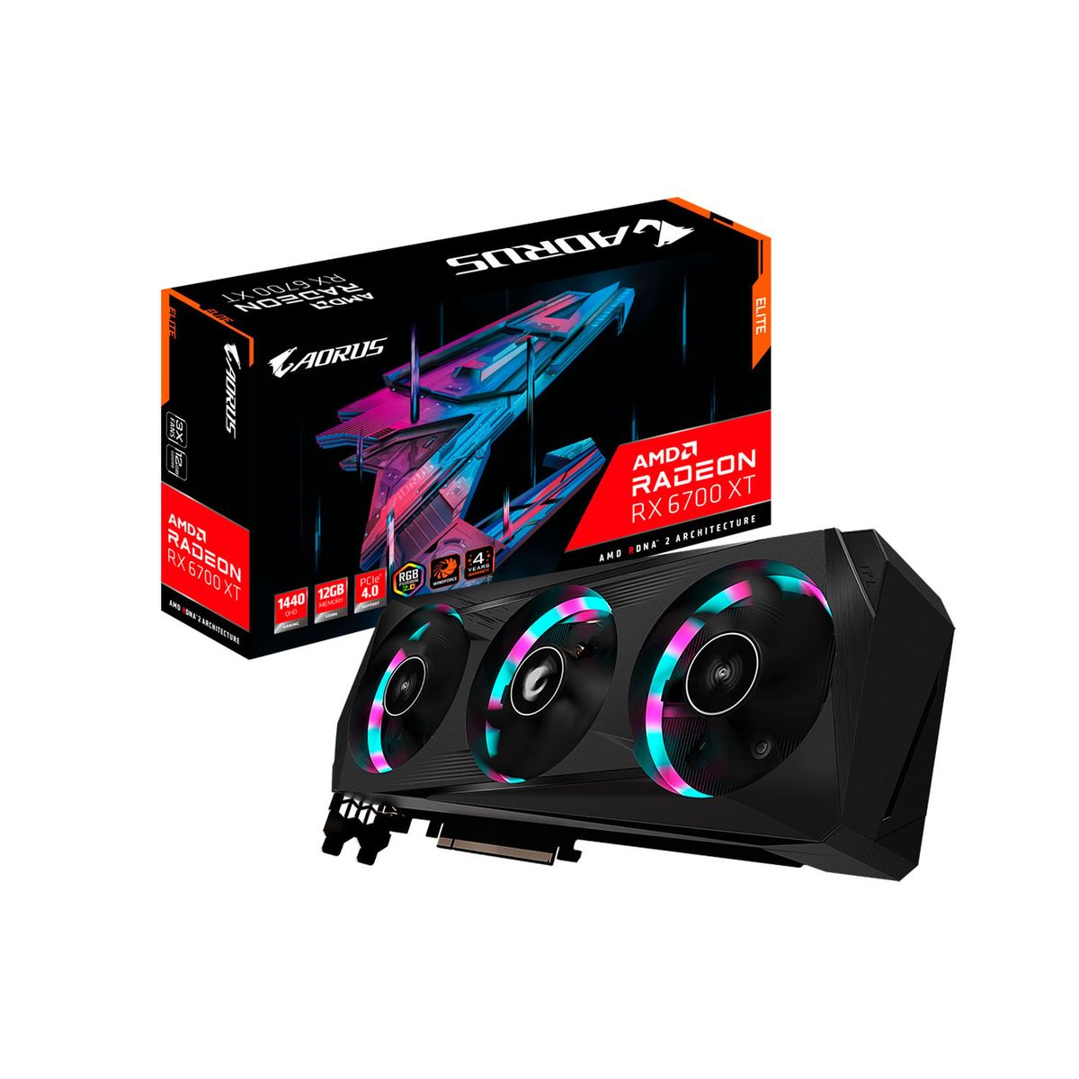 GIGABYTE - Tarjeta De Video Gigabyte Aorus Radeon RX6700XT Elite 1440