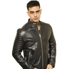 TODOPIEL - Chaqueta de Cuero Hombre Negro