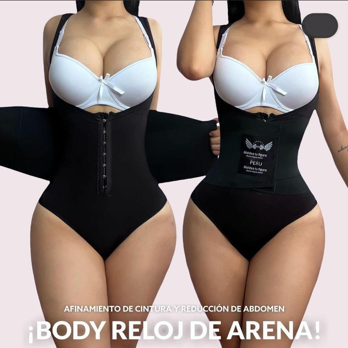 MODA KING - Faja body Moda King Originales Reloj de arena negra