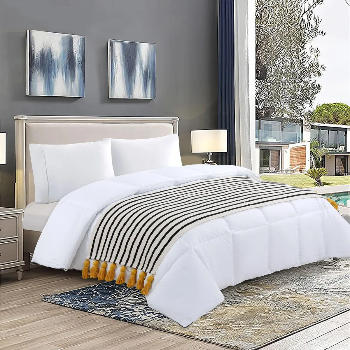 GENERICO - Piecera de Algodon-Lino Flecos 2Plazas