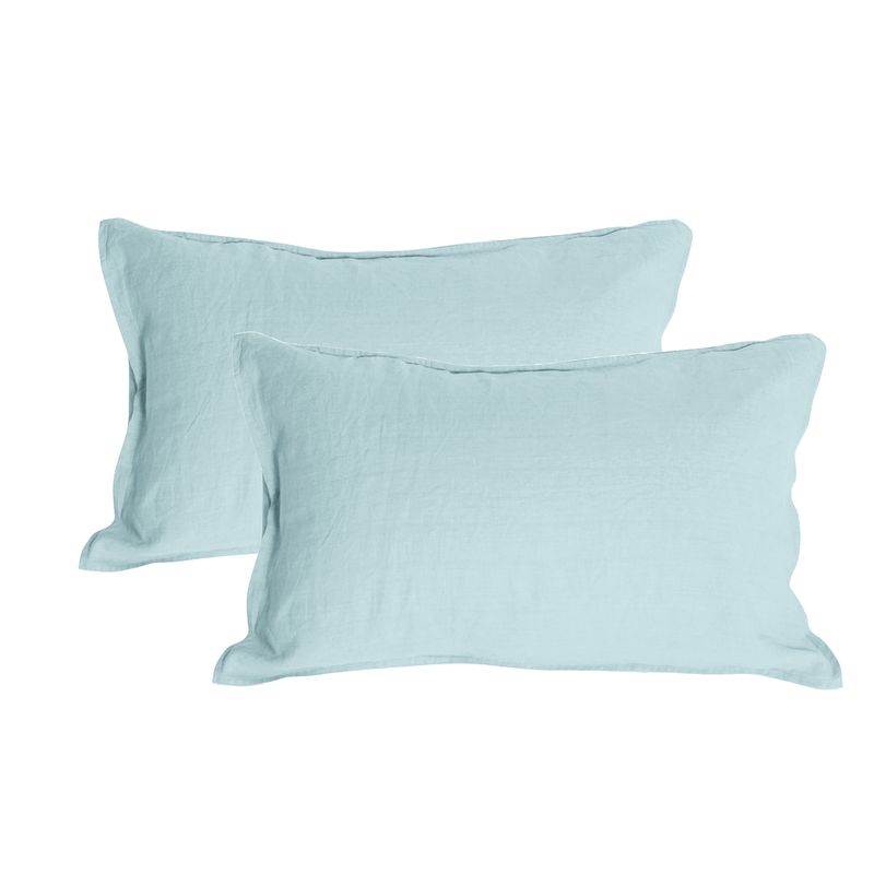 NATURALINO - Set 2 Fundas de Almohada Lino - 50x70 cm - Celeste - Naturalino