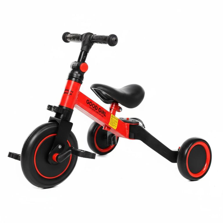 Triciclo Correpasillos Multiposiciones 3 En 1 - Rojo