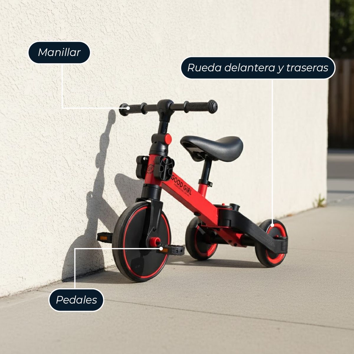 MON PETIT - Triciclo Correpasillos Multiposiciones 3 En 1 - Rojo